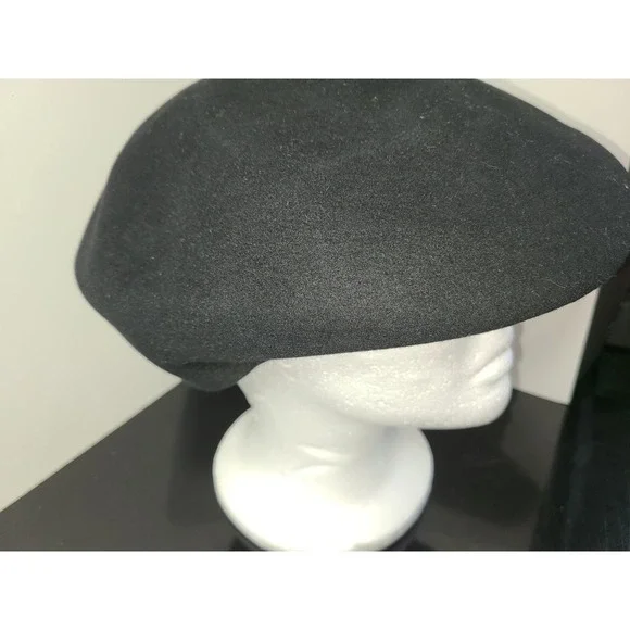 Vintage Black XL Wool Felt  Cabby Black Newsboy Cap Hipster - Picture 2 of 6